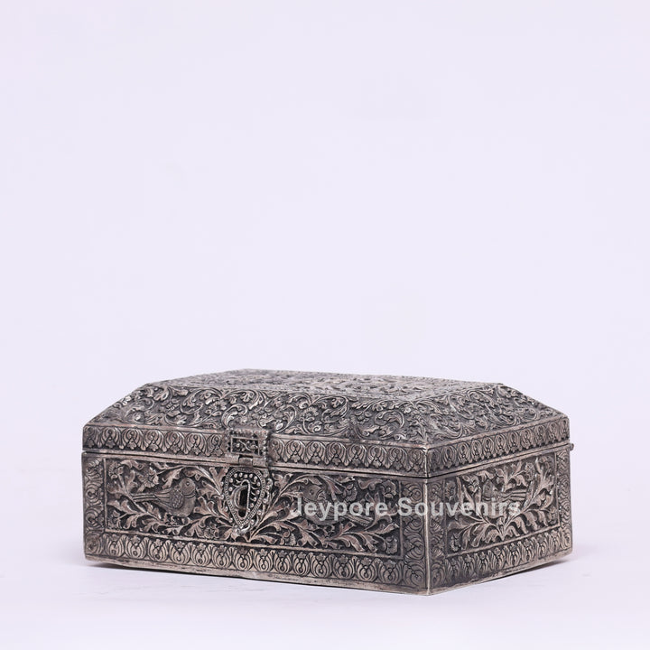 Handcrafted Silver Polished Rectangular Jewelry Box