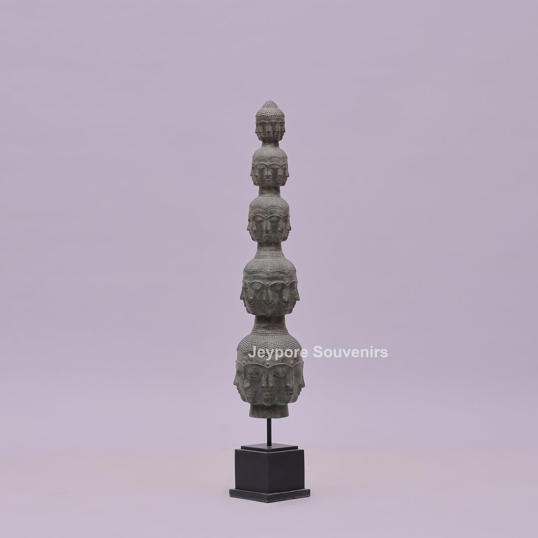 Tower of Tranquility Buddha Heads Bronze Sculpture