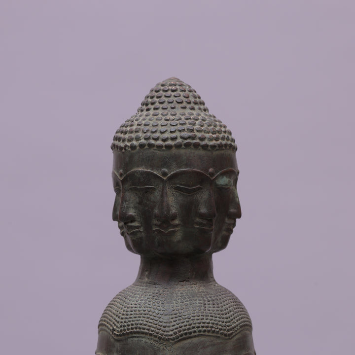 Tower of Tranquility Buddha Heads Bronze Sculpture