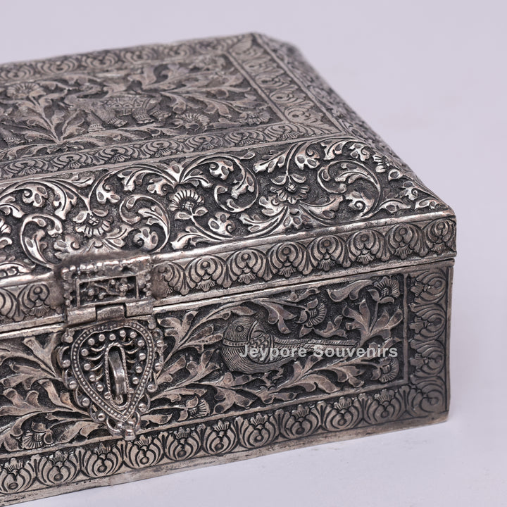 Handcrafted Silver Polished Rectangular Jewelry Box