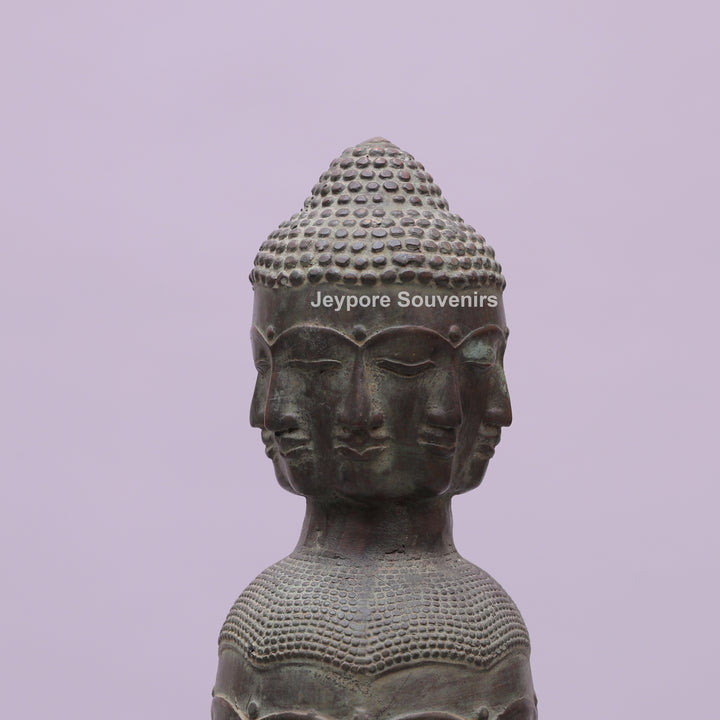 Tower of Tranquility Buddha Heads Bronze Sculpture