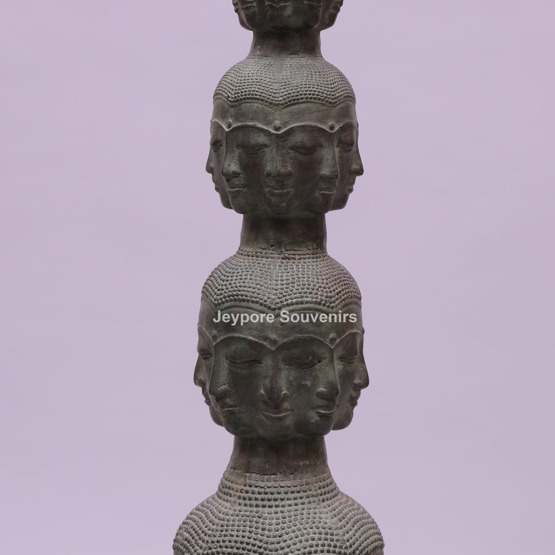 Tower of Tranquility Buddha Heads Bronze Sculpture