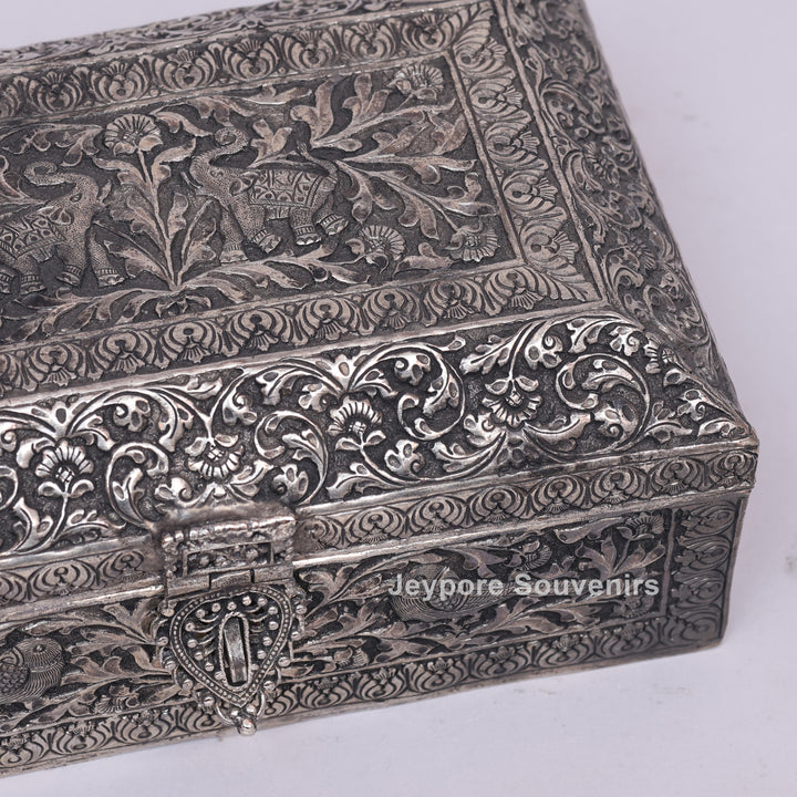 Handcrafted Silver Polished Rectangular Jewelry Box