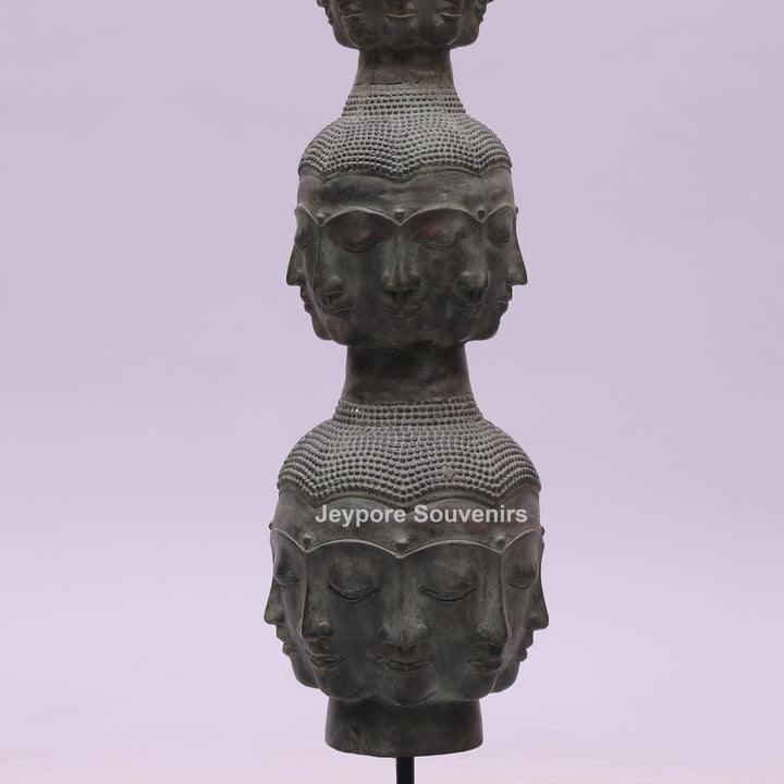 Tower of Tranquility Buddha Heads Bronze Sculpture
