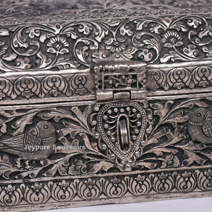 Handcrafted Silver Polished Rectangular Jewelry Box