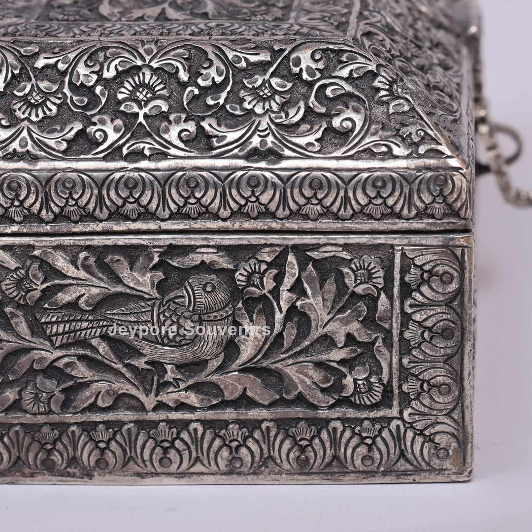 Handcrafted Silver Polished Rectangular Jewelry Box