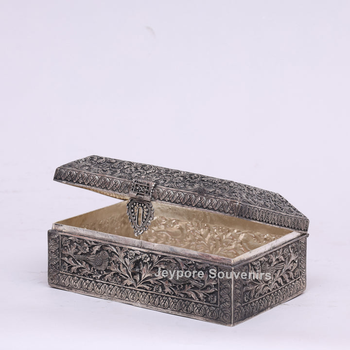 Handcrafted Silver Polished Rectangular Jewelry Box
