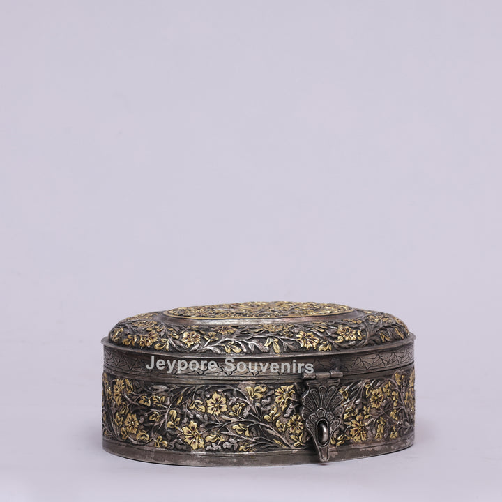 Handcrafted German Silver Polished Oval Decorative Box