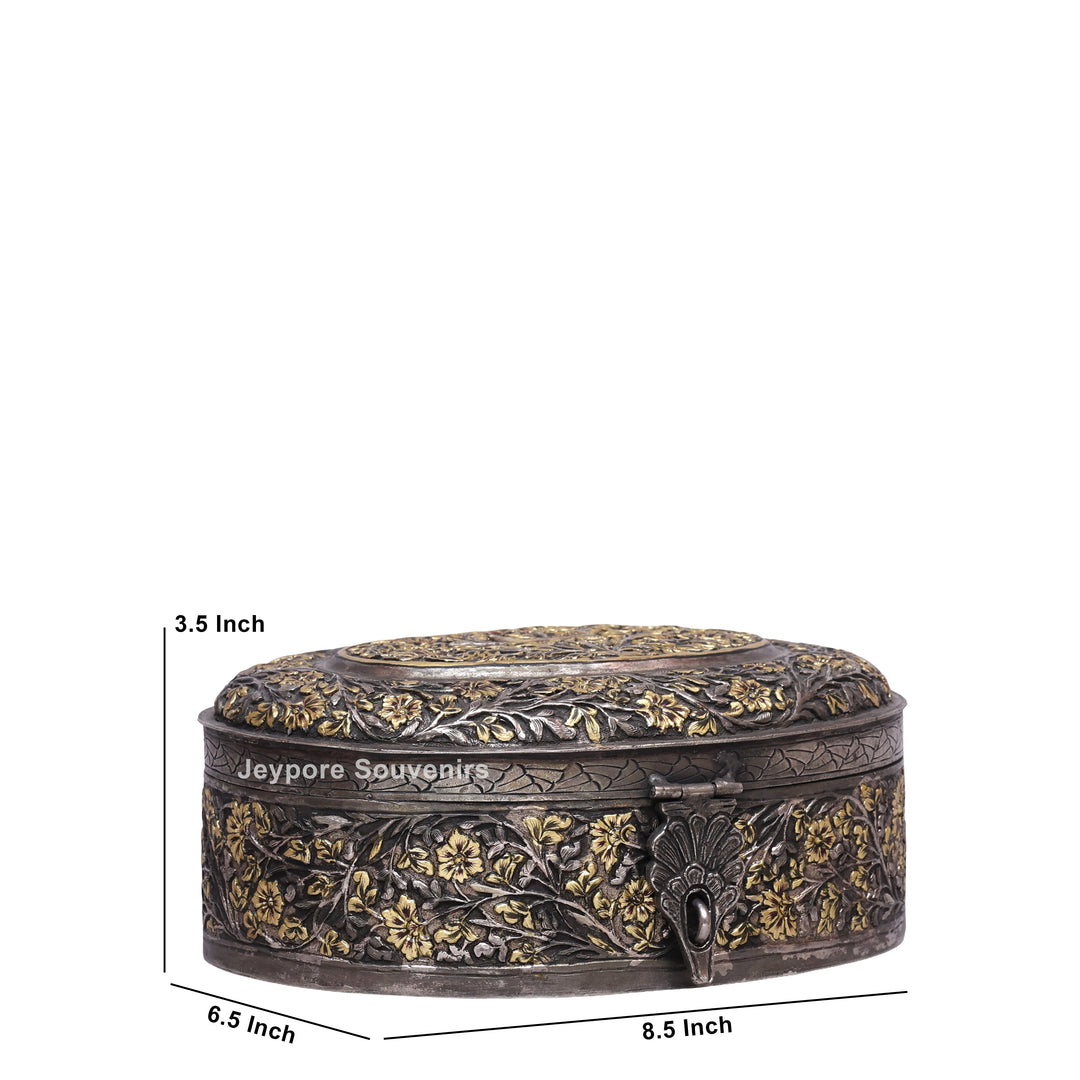 Handcrafted German Silver Polished Oval Decorative Box