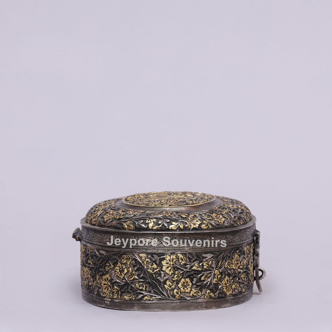 Handcrafted German Silver Polished Oval Decorative Box