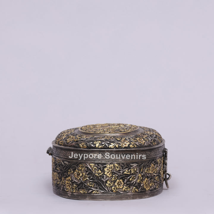 Handcrafted German Silver Polished Oval Decorative Box