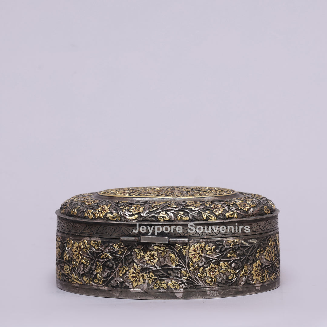Handcrafted German Silver Polished Oval Decorative Box
