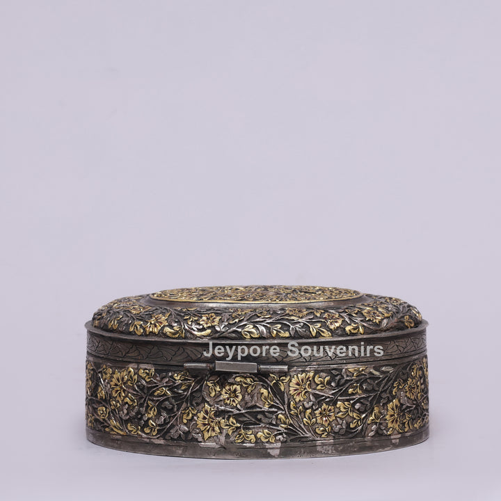 Handcrafted German Silver Polished Oval Decorative Box