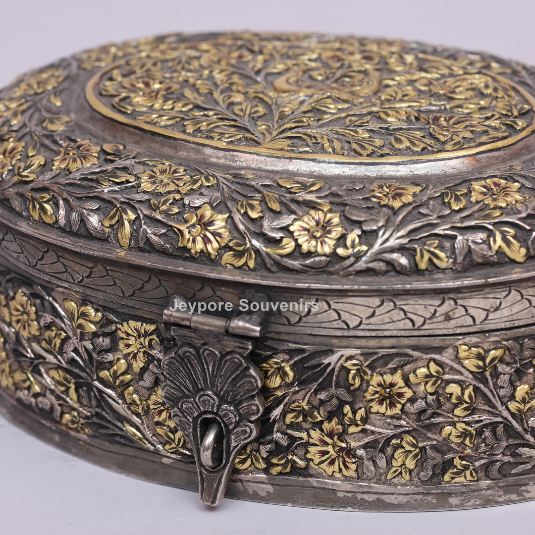 Handcrafted German Silver Polished Oval Decorative Box