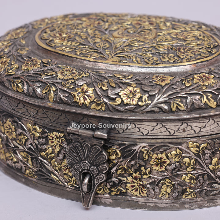 Handcrafted German Silver Polished Oval Decorative Box