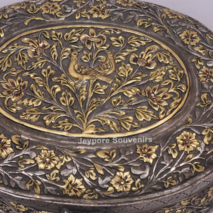 Handcrafted German Silver Polished Oval Decorative Box