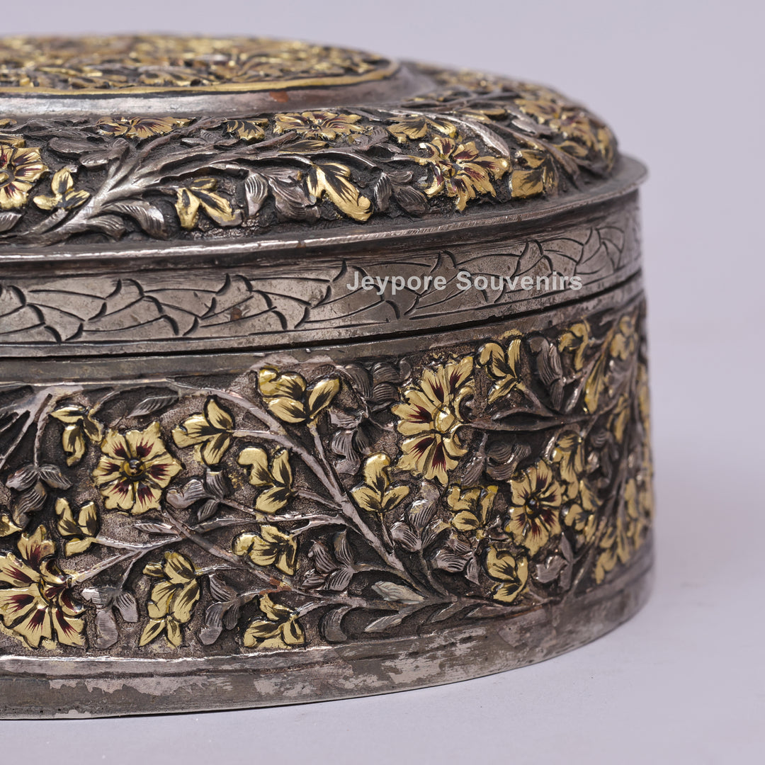 Handcrafted German Silver Polished Oval Decorative Box