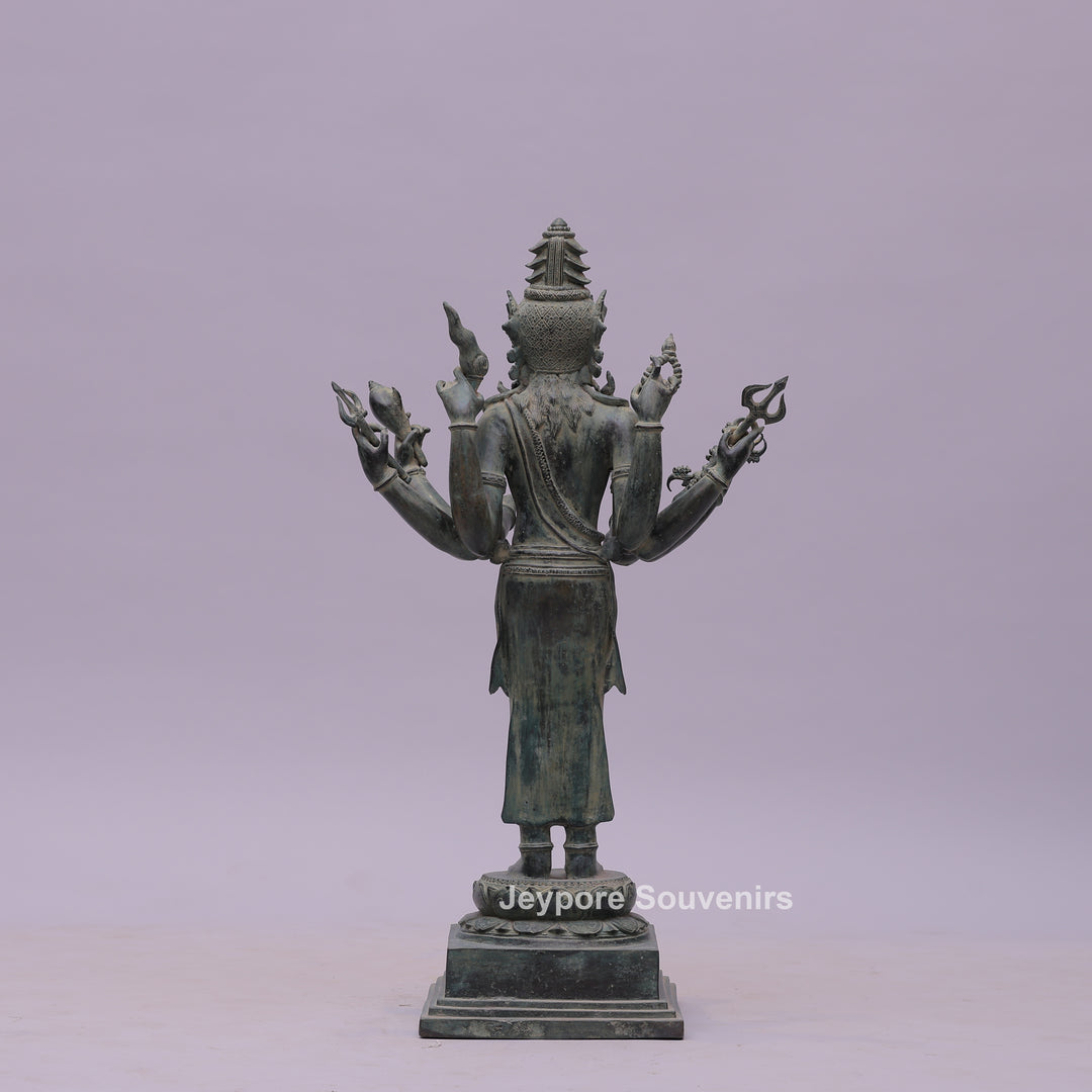 Eight Armed Lokeshvara Khmer-style Bronze Statue