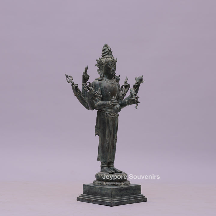 Eight Armed Lokeshvara Khmer-style Bronze Statue