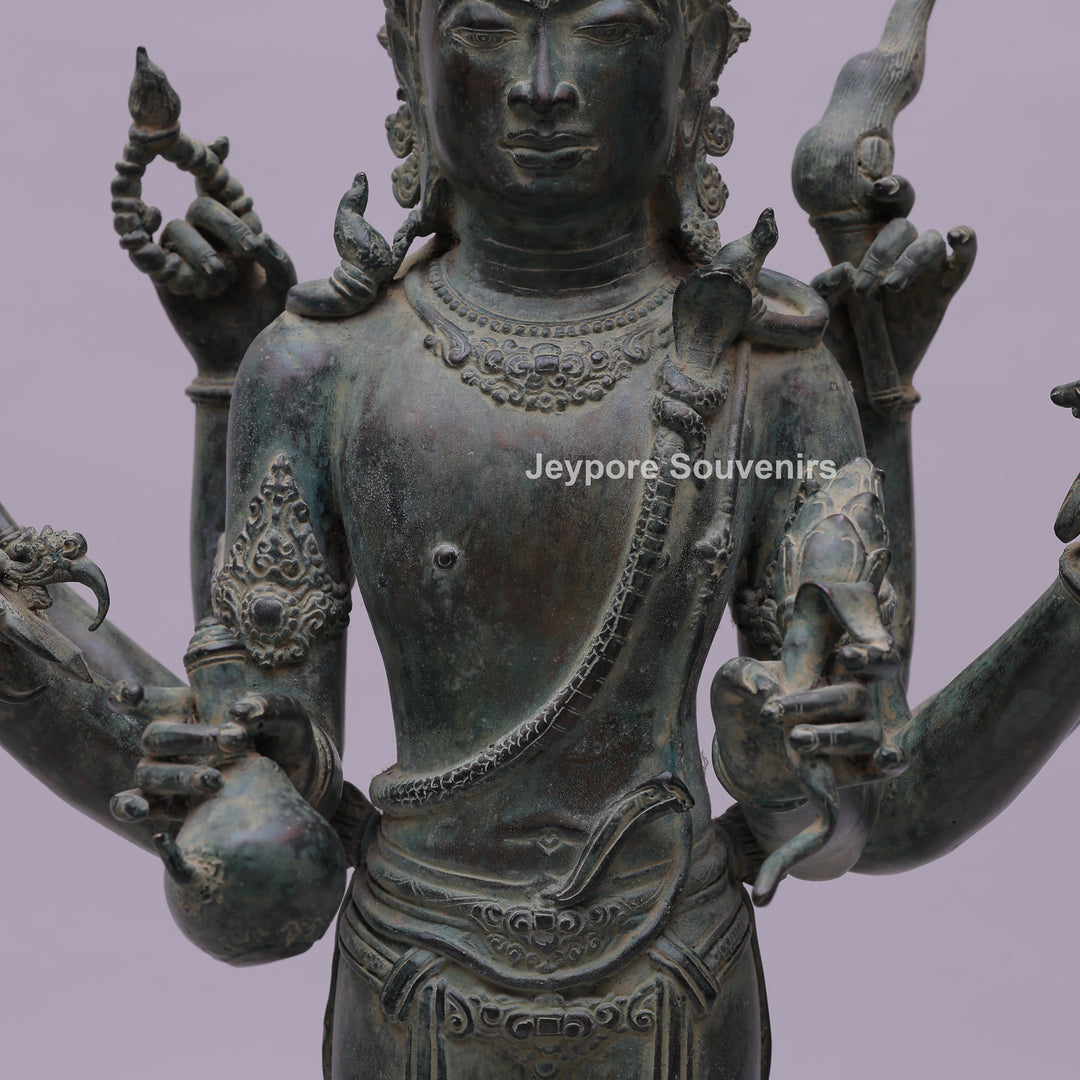 Eight Armed Lokeshvara Khmer-style Bronze Statue