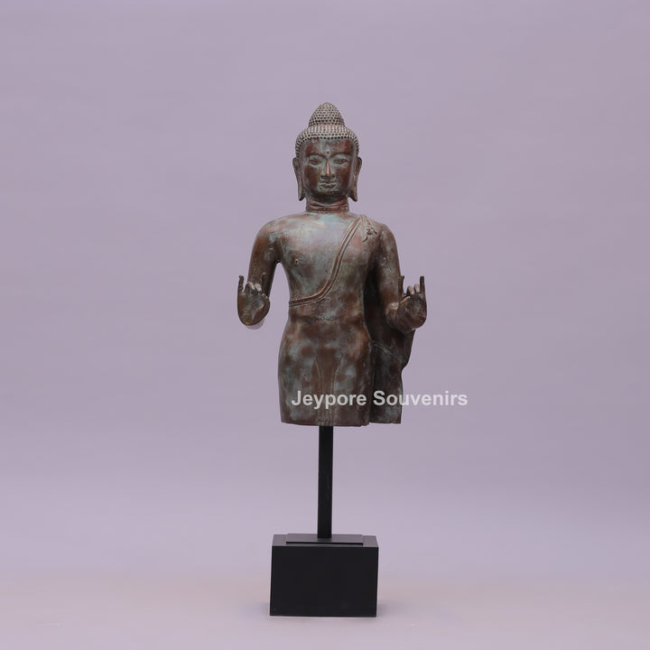 Vitarka or Abhaya Mudra Hand Gestures Buddha Bust Bronze Statue