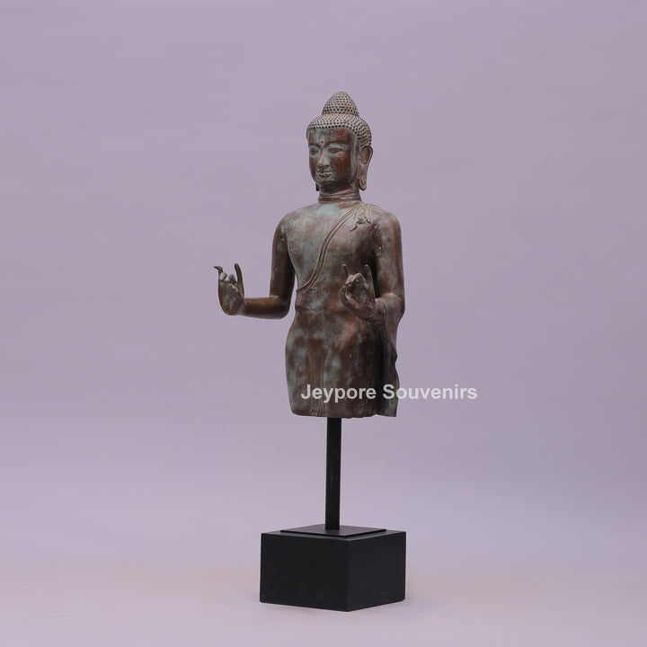 Vitarka or Abhaya Mudra Hand Gestures Buddha Bust Bronze Statue