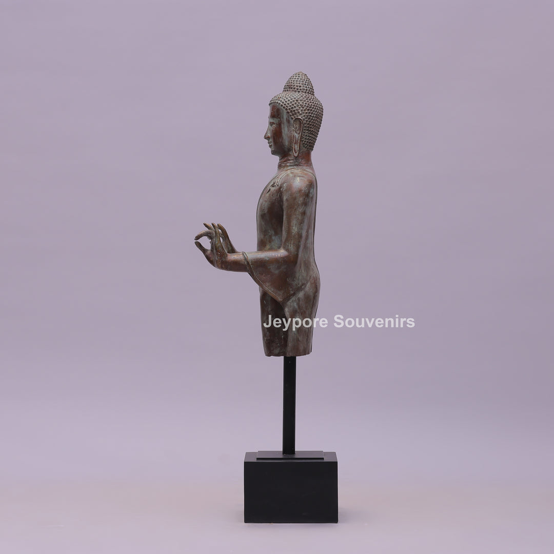 Vitarka or Abhaya Mudra Hand Gestures Buddha Bust Bronze Statue