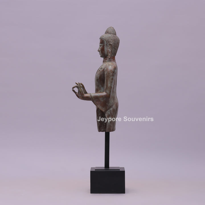 Vitarka or Abhaya Mudra Hand Gestures Buddha Bust Bronze Statue