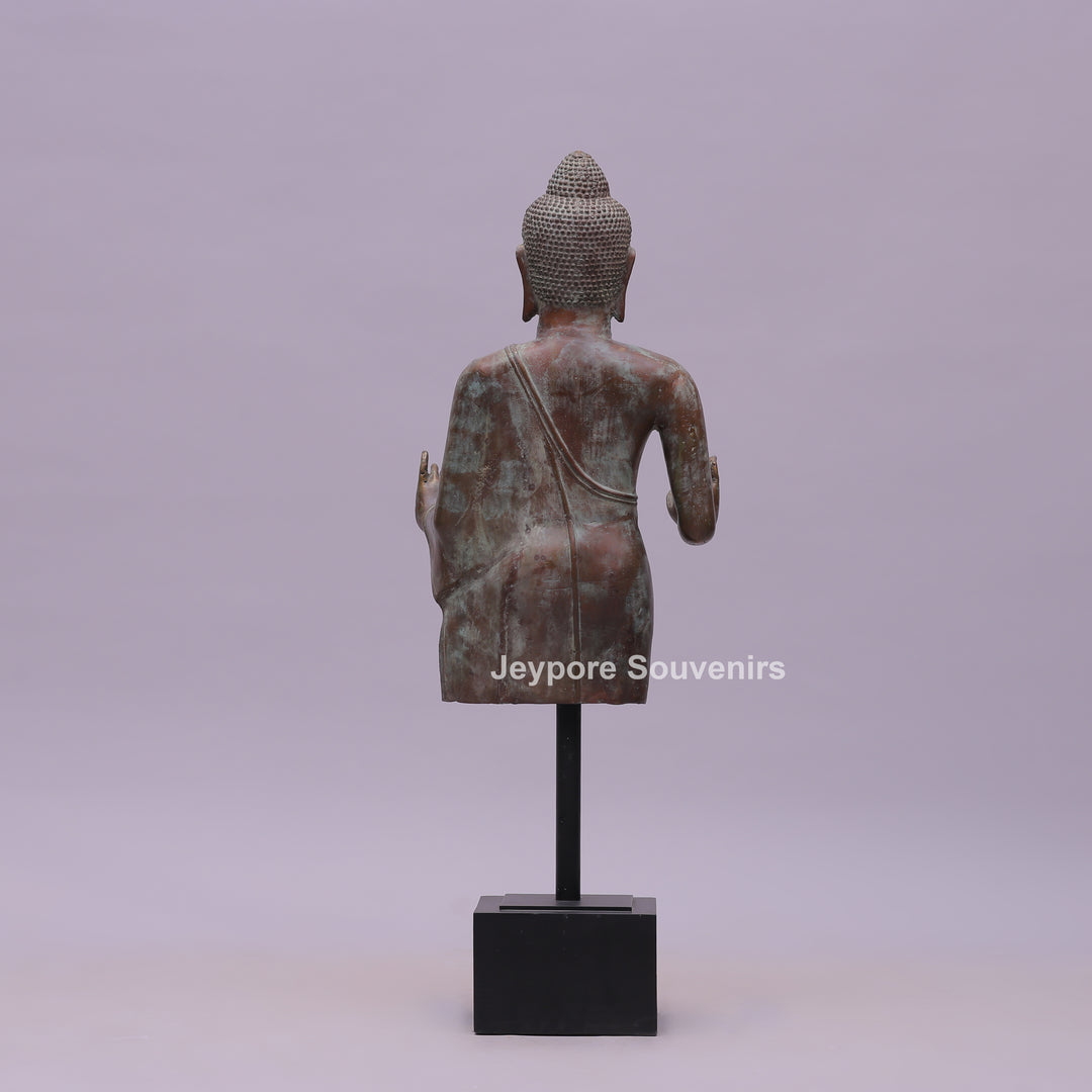 Vitarka or Abhaya Mudra Hand Gestures Buddha Bust Bronze Statue