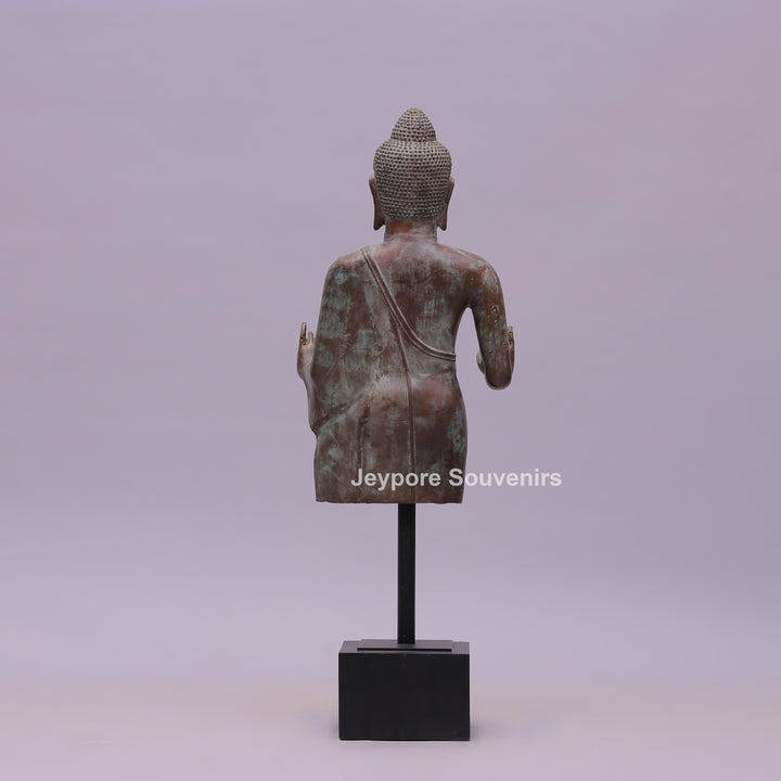 Vitarka or Abhaya Mudra Hand Gestures Buddha Bust Bronze Statue