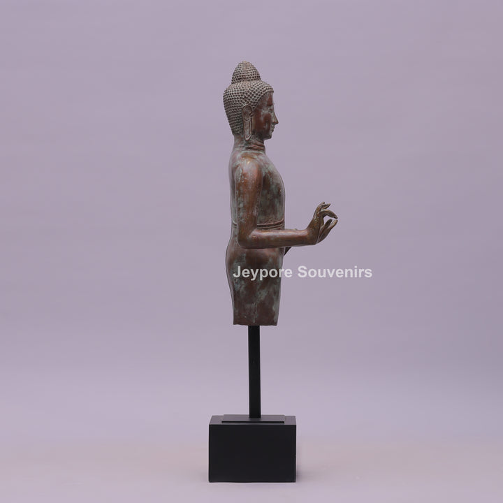 Vitarka or Abhaya Mudra Hand Gestures Buddha Bust Bronze Statue
