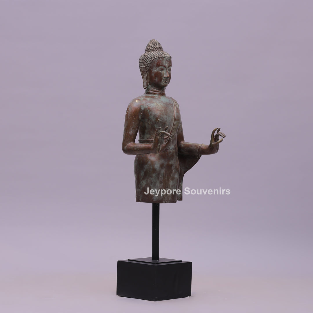 Vitarka or Abhaya Mudra Hand Gestures Buddha Bust Bronze Statue
