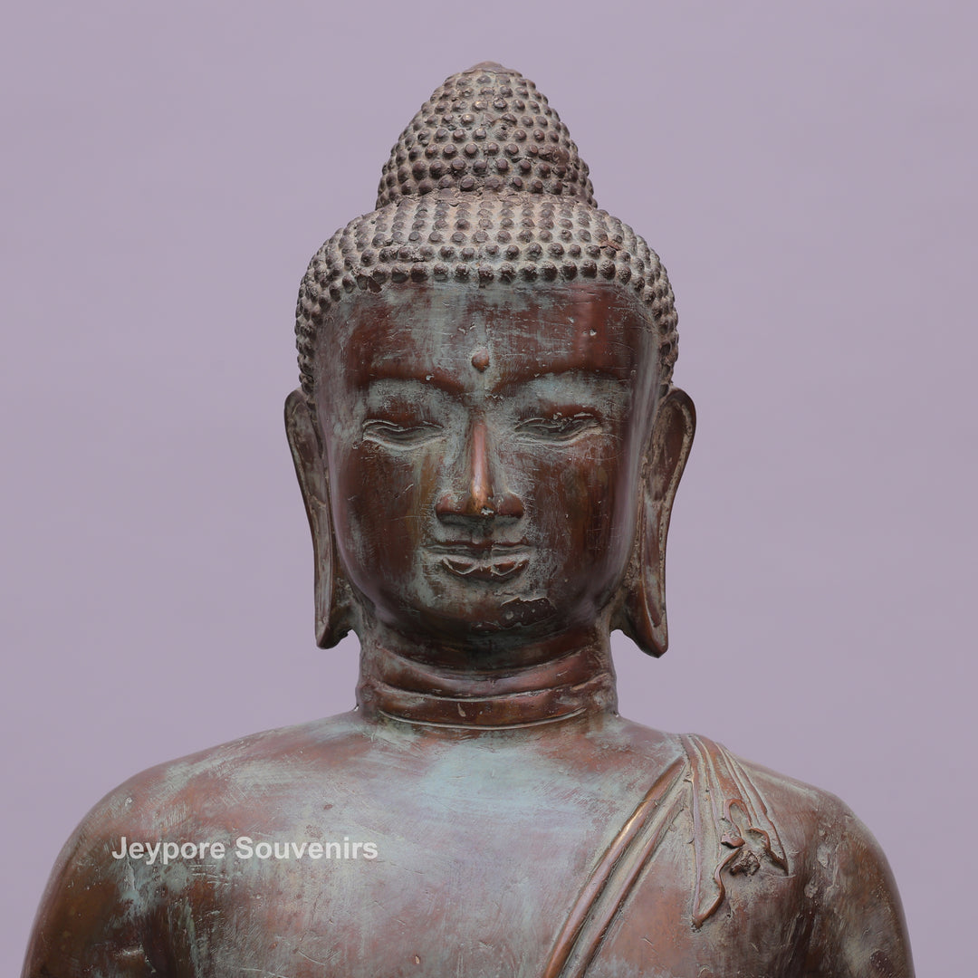 Vitarka or Abhaya Mudra Hand Gestures Buddha Bust Bronze Statue