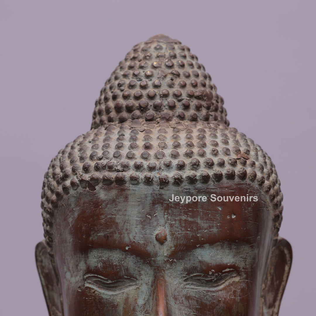 Vitarka or Abhaya Mudra Hand Gestures Buddha Bust Bronze Statue