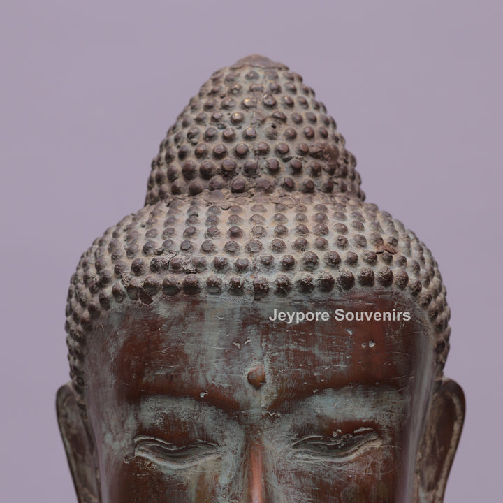 Vitarka or Abhaya Mudra Hand Gestures Buddha Bust Bronze Statue