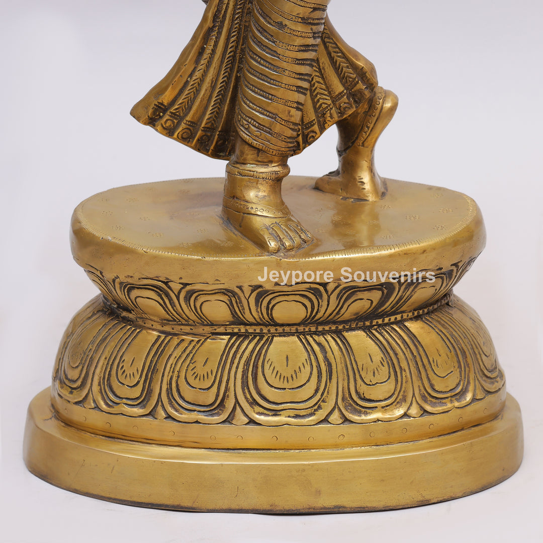 Handcrafted Brass Lady with Mirror (Apsara) Statue