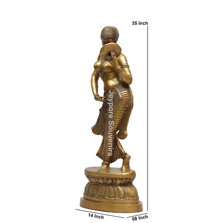 Handcrafted Brass Lady with Mirror (Apsara) Statue