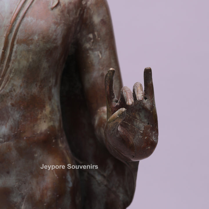 Vitarka or Abhaya Mudra Hand Gestures Buddha Bust Bronze Statue