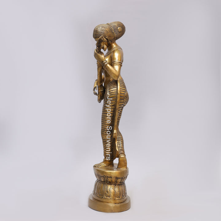 Handcrafted Brass Dancing Indian Lady Playing Veena Statue