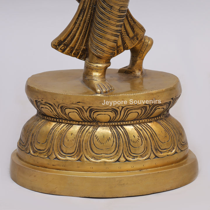 Handcrafted Brass Dancing Indian Lady Playing Veena Statue