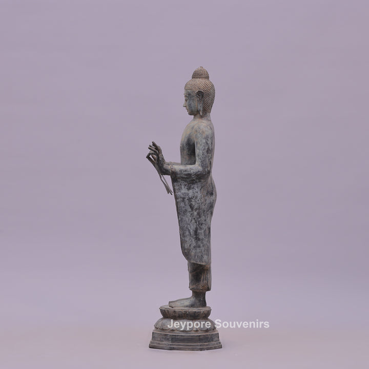 Standing Buddha Bronze Statue in the Abhaya Mudra
