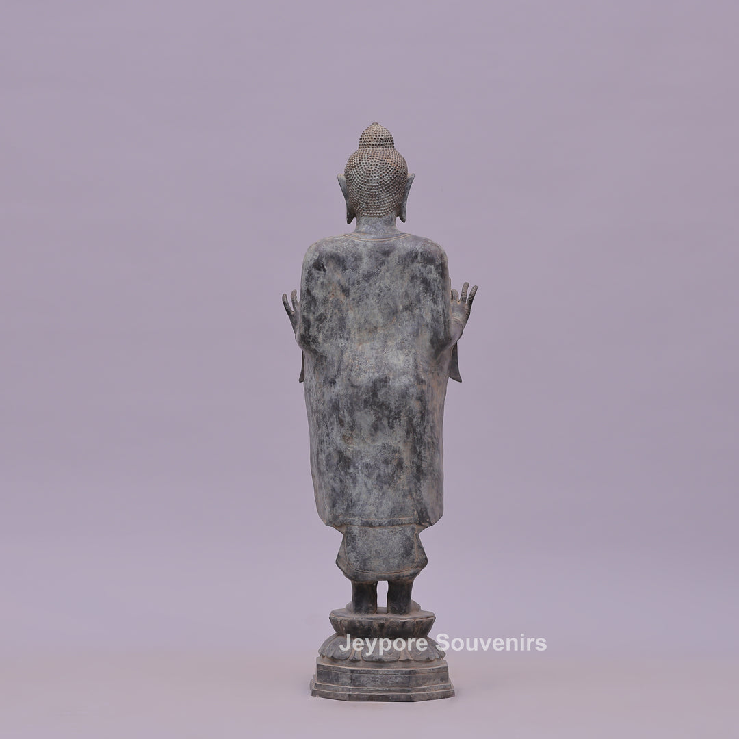 Standing Buddha Bronze Statue in the Abhaya Mudra