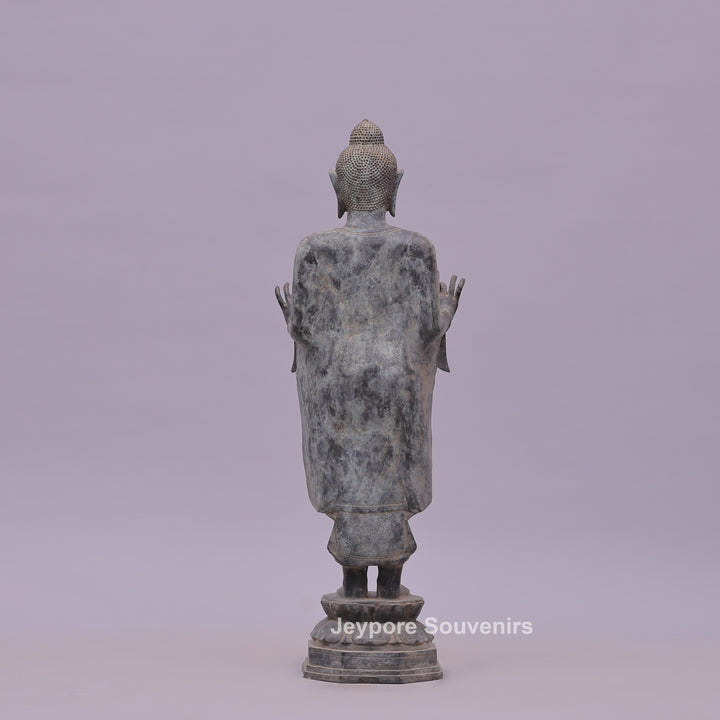 Standing Buddha Bronze Statue in the Abhaya Mudra