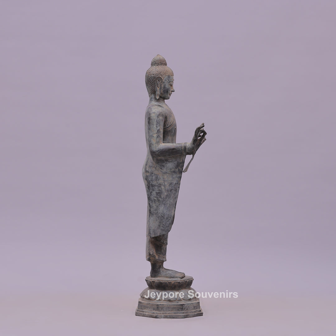 Standing Buddha Bronze Statue in the Abhaya Mudra