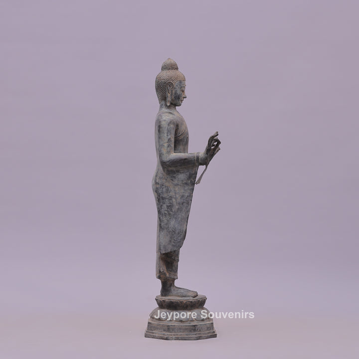 Standing Buddha Bronze Statue in the Abhaya Mudra