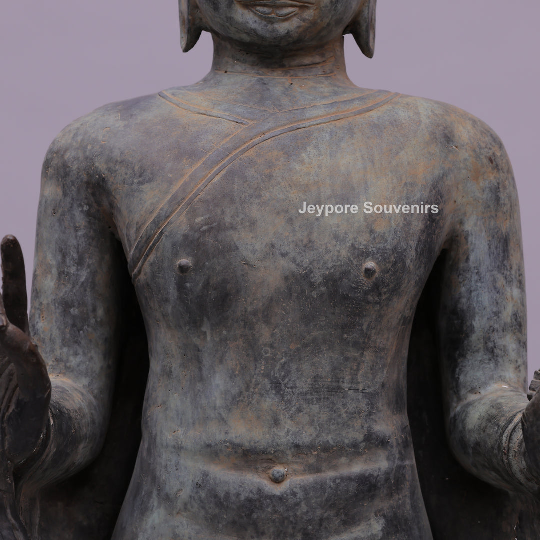 Standing Buddha Bronze Statue in the Abhaya Mudra