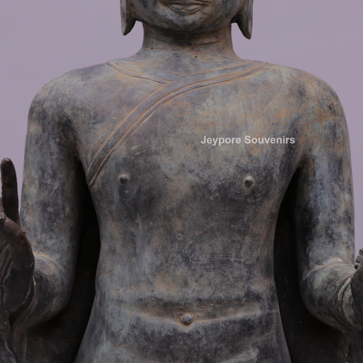 Standing Buddha Bronze Statue in the Abhaya Mudra