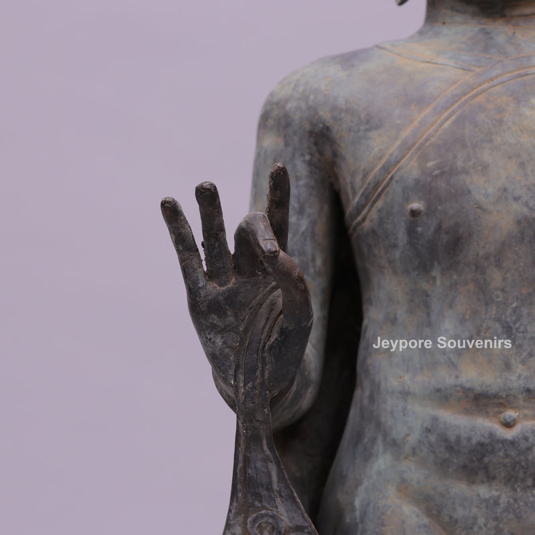 Standing Buddha Bronze Statue in the Abhaya Mudra