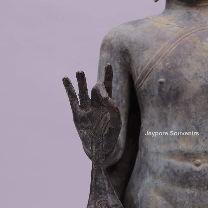 Standing Buddha Bronze Statue in the Abhaya Mudra