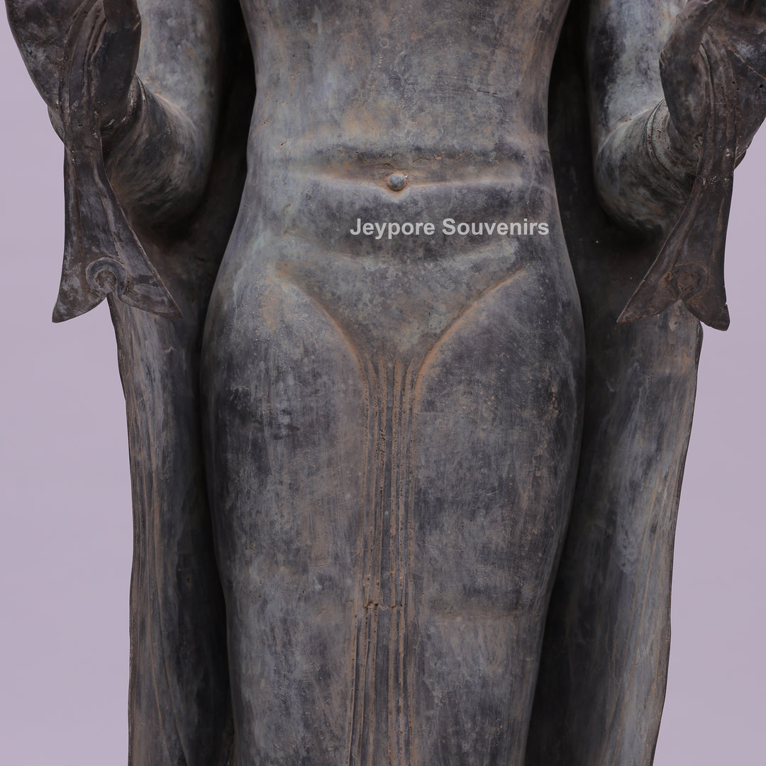 Standing Buddha Bronze Statue in the Abhaya Mudra